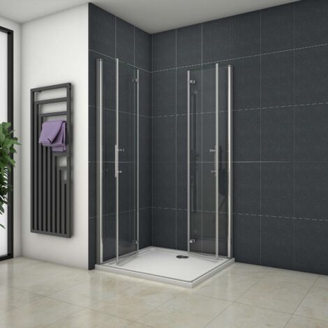 90X100cm Duschkabine Eckeinstieg Duschabtrennung Duschwand Dusche 6mm ESG NANO Glas Duschtür Höhe 195cm