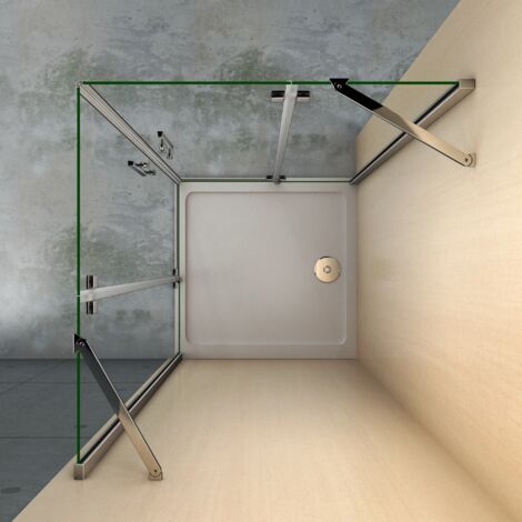 Duschkabine 76X76X195cm Duschwand Duschabtrennung Eckeinstieg Scharniertür Dusche NANO Eckdusche Glas