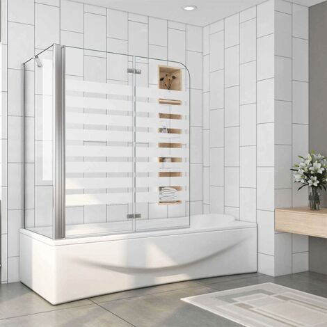 B:120xT:75xH:140cm Links Montage Badewannenaufsatz mit NANO Glas Badewannenfaltwand ESG Duschwand für Badewanne