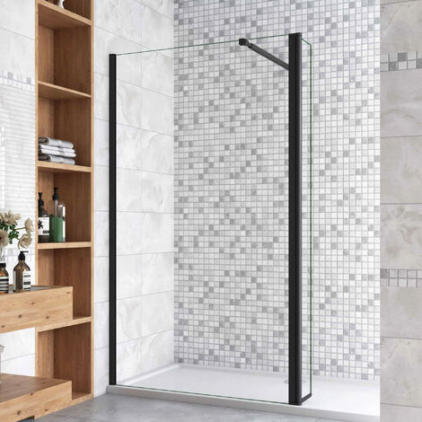 120x200cm Schwarz Walkin Duschkabine + 40x200cm Flipper Panel +73-120cm Stabilisator 8mm Nano-ESG Duschtrennwand (1/4)
