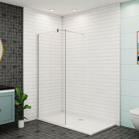 30x200cm+F Form:90cm Stabilisator Walk-In Dusche Duschabtrennung 10mm ESG Nano Duschwand Glas Duschkabine (1/5)