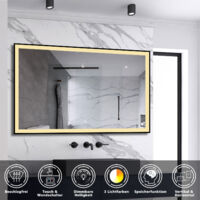 LED Spiegel Schwarzer Rahmen Badspiegel mit Warm/Neutral/Kaltweiß Dimmbar Memory Touch/Wandschalter Beschlagfrei Wandspiegel 1 hour automatische Abschaltung 120X70cm