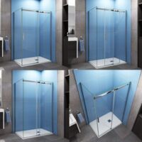 140x70x195cm 6mm ESG Glas Schiebetür Nischentür Duschwand Duschabtrennung Duschkabine