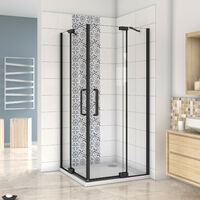 100x80x195cm 90°Falttür+Drehtür NANO Glas Eckeinstieg Duschabtrennung Duschtür Duschkabine ohne Duschtasse