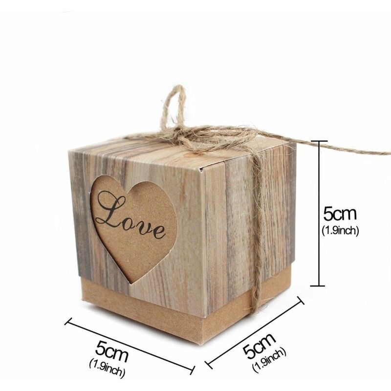100 pezzi amore carta cuore 100 set/borse cuore di grano di legno marrone  ZebraA