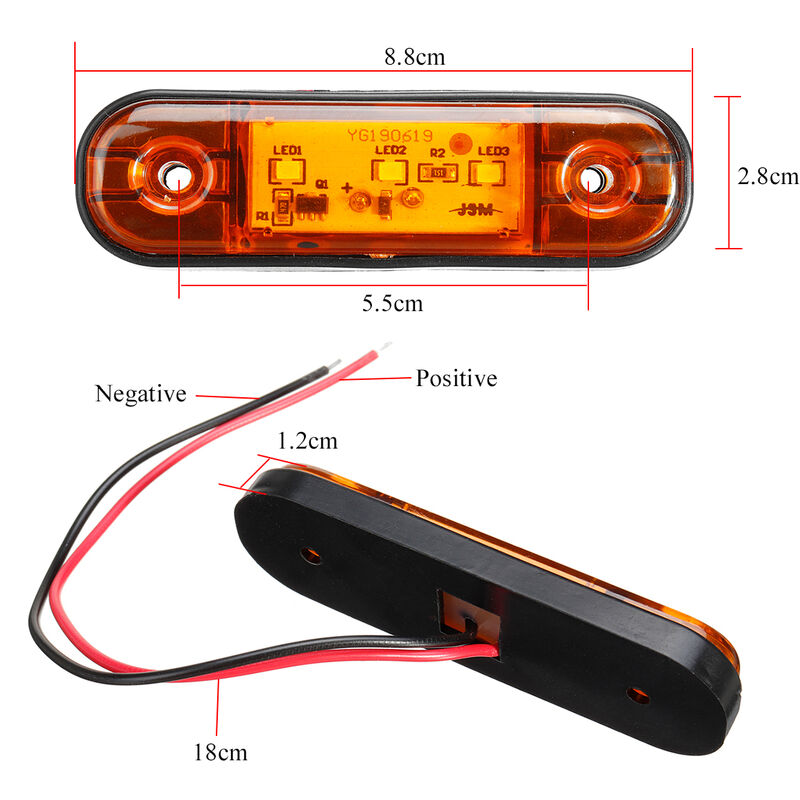 LED ambra indicatore di ingombro laterale luci 2 LED fumo Obiettivo  impermeabile 12V rimorchio camion Van Bus Boat Marine LED Marcatore - Cina  Indicatore LED marino dell'imbarcazione, luce furgone per camion degli