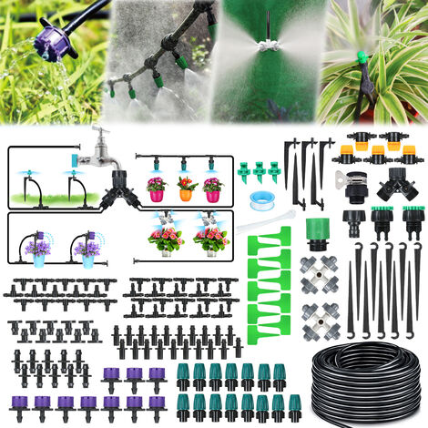 Kit di irrigazione a goccia Sistema di irrigazione 163 accessori + tubo da  40 m (versione