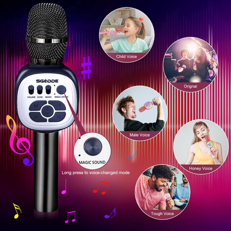 Microfono Per Karaoke Wireless Bluetooth 4 In 1 Con Luci A Led, Microfono 