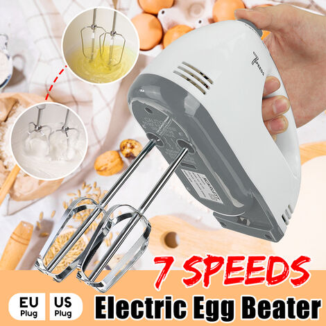 Electric Mixer elettrico Frullino 7 marce manuale portatile Frullino a mano Uovo elettrico Beater cucina elettrico in acciaio inox Mixer Bianco 