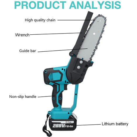 Acquista 288VF Mini motosega elettrica da 8 pollici sega a catena da  potatura con 2 batterie per la lavorazione del legno potatura con una mano  attrezzo da giardino taglierina per legno