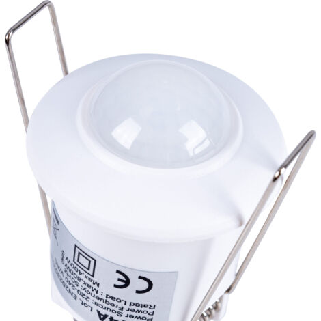 Sensore PIR 230V Interno Rilevatore Di Movimento Da Incasso Bianco 230V - Tecnologia PIR, Adatto LED Fino A 300W, 2 Fili Sensore Presenza LED - Foto 3