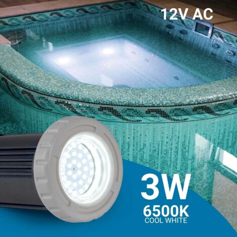 Faretto LED sommergibile per piscina - 12V AC - 3W - IP68 - Ø94mm - Bianco Freddo