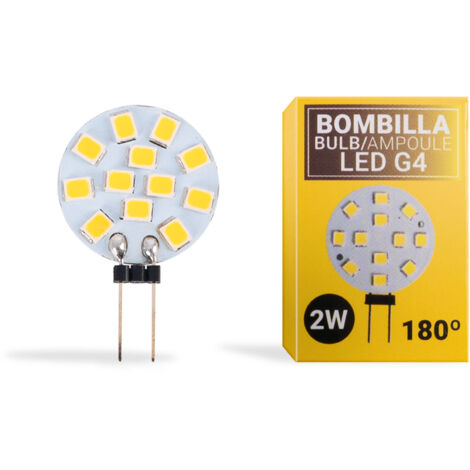 Lampadina LED G4 Bi-Pin 2W piatta 12V-DC/AC Temperatura di colore Bianco  Caldo
