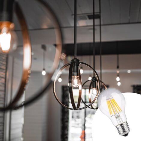 Lampadina a filamento LED E27 60 - 8W - Trasparente - Bianco Caldo