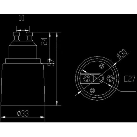 6 Adattatori Per Lampadine Da GU10 A E27 - Convertitore Di Base In PBT Ignifugo, Facile Montaggio, Bianco