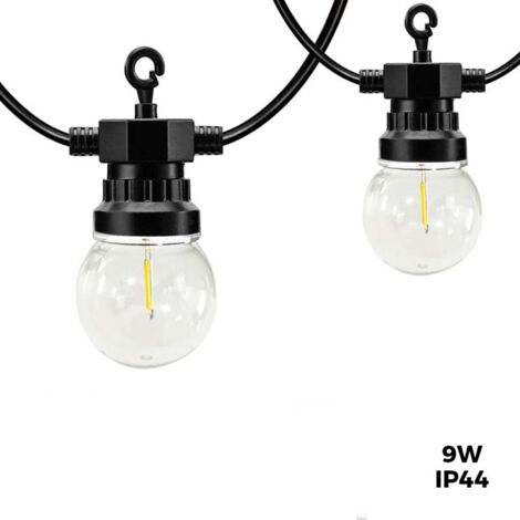 Catena LED 10m+3m con 20 lampadine in bianco caldo 9W (1/5)