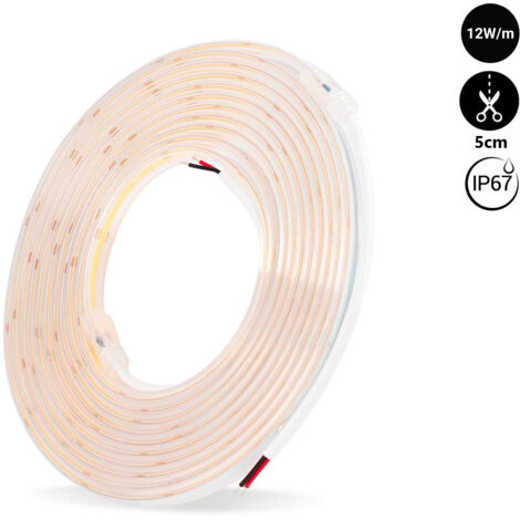 Striscia LED COB 24V DC - 12W/m - 10mm - IP67 - Rotolo 5 metri - - Bianco Neutro