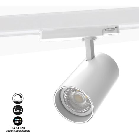 KING faretto led per binario monofase, Proiettore Orientabile, Dimmerabile, LED Multicolore RGBW Giochi di luce, Track sistema illuminazione binario, Vetrina, Negozio, Ufficio, (Bianco, RGBW+6000K