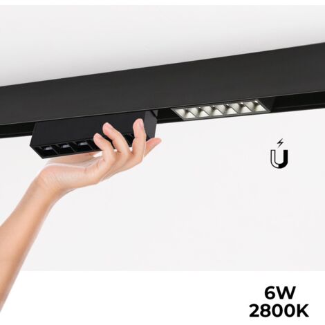 Faretto lineare LED a binario magnetico 48V - 6W - UGR 16 - Nero - Bianco Caldo