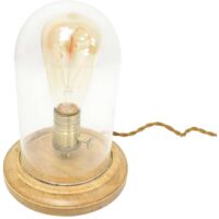 Lampada da tavolo in vetro e legno "TULE".