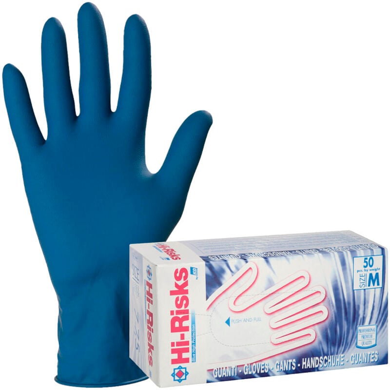 Guanti In Lattice Reflexx R98 Hi-Risk - Senza Polvere, Taglia 18.5, Blu, 50 Pezzi