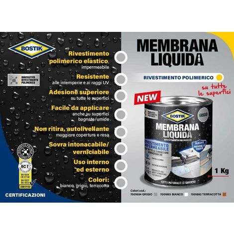 Impermeabilizzante Membrana Liquida Bostik Barriera Protettiva contro l'acqua – 1 L – TERRACOTTA