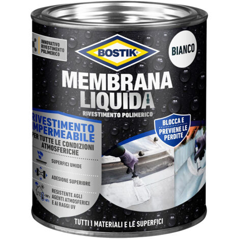 Bostik Membrana Liquida Rivestimento Polimerico impermeabilizzante elastico Bianco Latta 1kg