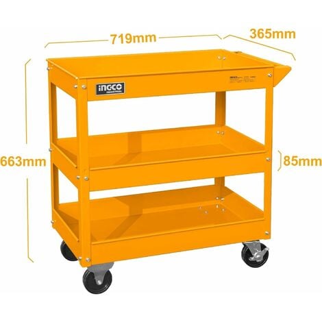 Carrello Portaatrezzi da Officina INGCO Maiglia e 4 Ruote Musure 719x365 x780 mm