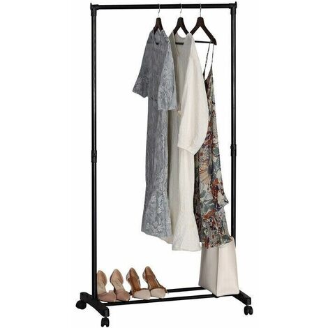 Stander Appendi Abiti in metallo a 4 ruore Colore nero Dimensioni 74x41x157 cm