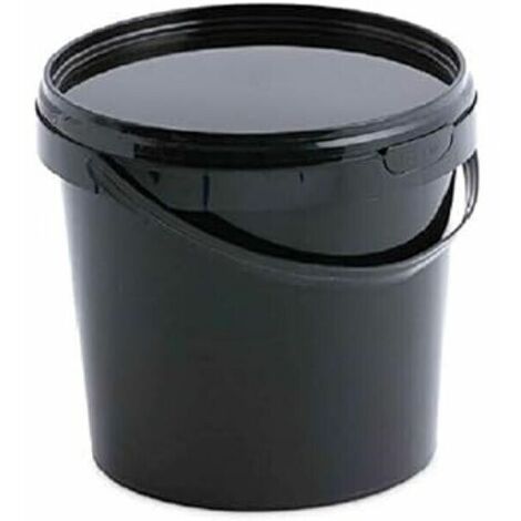 Secchio in Plastica nero con coperchio a siggillo di tenuta stagna misura 6 Lt