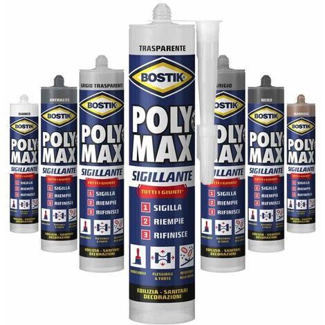 Bostik Poly Max Sigillante – Sigilla, riempie, rifinisce da 280 ml – col. GRIGIO TRASPARENTE