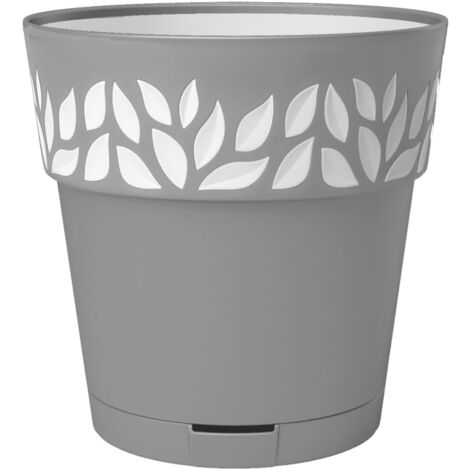 Vaso Per Piante Toscana Con Sottovaso – Diametro 17 Cm, Altezza 16,5 Cm – Colore Bianco – Plastica Resistente UV Con Fori Di Drenaggio