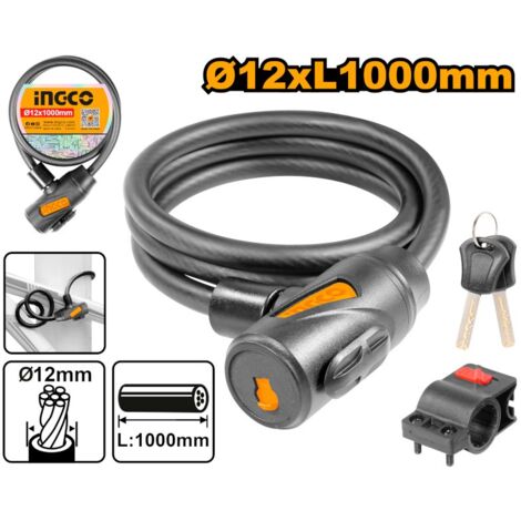 Cavo Antifurto Moto Bike Scooter in Guaina e lucchetto 1,2x100 cm. con 2 Chiavi