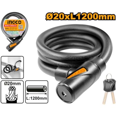 Cavo Antifurto Per Bici In Acciaio - 2 Metri, 8mm - Con Rivestimento PVC E Doppio Anello - Foto 5