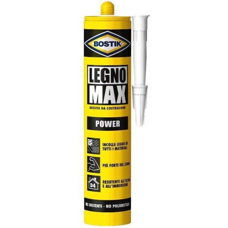Bostik Legno Max Power Forte Incolla tutto i materiali duri e morbidi D4 380 gr