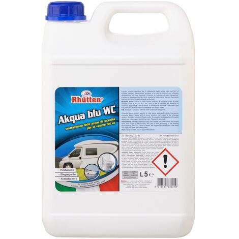 NEW Rhutten AKQUA BLU WC 5L CAMPER Liquido chimico specifico per il trattamento