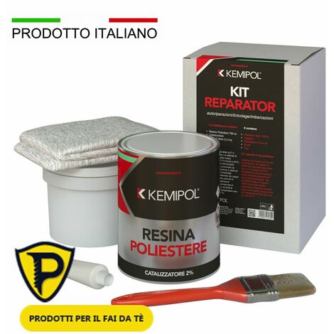 Kit Vetroresina Nautica Auto Moto Camper con fibra di vetro pennello e  vaschetta