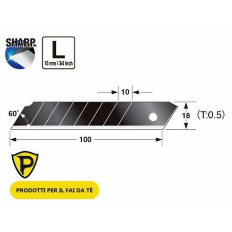 10x LAME DI RICAMBIO PER TAGLIERINO CUTTER 18 mm LAMA PROFESSIONALE IN  ACCIAIO