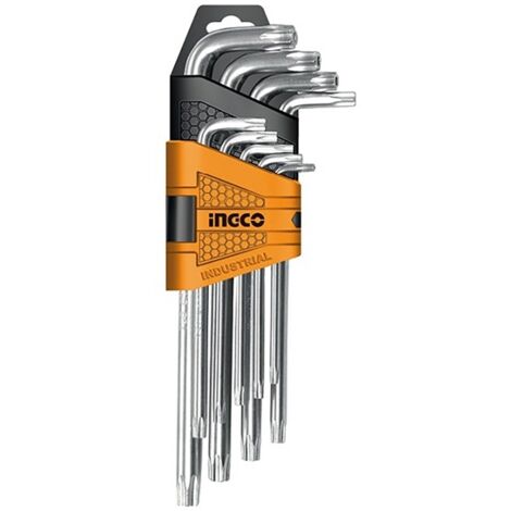 Set Chiavi Torx INGCO con foro Extra Lunghe 9 Chiavini Professionali Custodia T10 T50