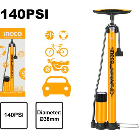Pompa gonfiatore manuale per bici con manometro INGCO per Bike ruote  bicicletta