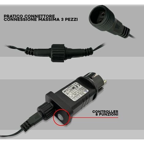 Luci Led per Albero di Natale colore Bianco Freddo 450 led da 15 Metri e 8 Funzi
