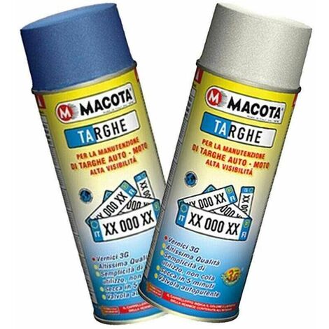 Vernice Spray MACOTA Targhe 400ml Pittura Tuning Targa Auto – Col. BIANCO + BLU