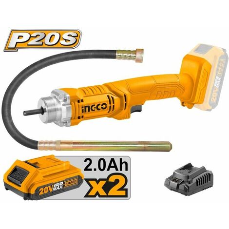 Vibratore per calcestruzzo a batteria INGCO + 2 Batterie 20V 2Ah+ Caricabatterie