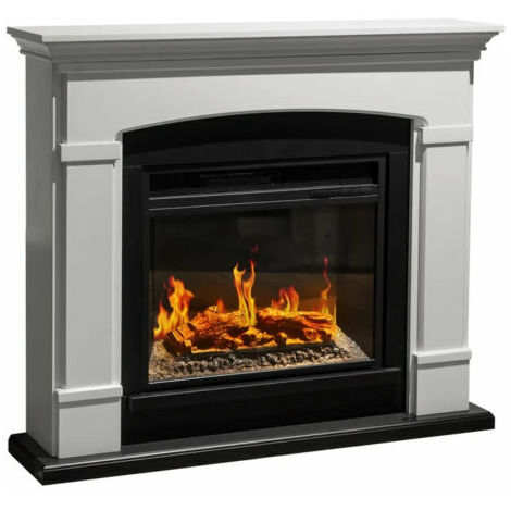 Divina Fire Camino Elettrico da Terra Adams in Legno Bianco - 1800W