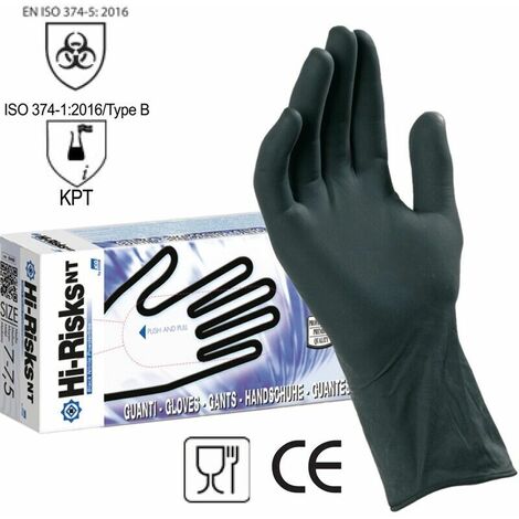 Guanti in Nitrile Spessorati 0,16 mm Taglia XL Nero FERWORK - Conf. 50 Pz