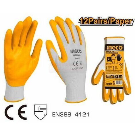 Guanti in Nitrile da lavoro INGCO sicurezza protezione antiscivolo – 12 pz – mis. L