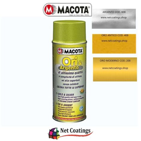 Vernice Spray Ori e Argento Macota Decorazione Effetto Oro o Argento - da 400 ml – col. ORO ANTICO