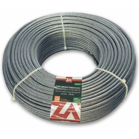 Fune Cavo Corda Acciaio Zincato – diam. 3 mm portata 300 kg – 100 mt