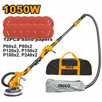 Levigatrice a Giraffa INGCO 1050W con Luce + 12 Dischi Abrasivi + Borsa 70x30 cm