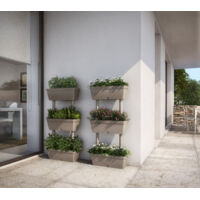 Fioriera Verticale multipla Kit 3 vasi orto componibile 50x17x100 colore tortora